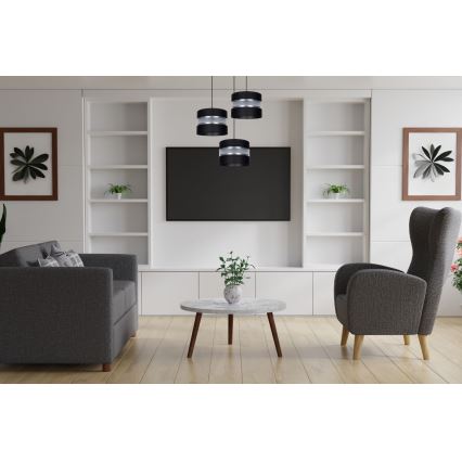 Hanglamp aan een koord CORAL 3xE27/60W/230V zwart/mat chroom diameter 45 cm