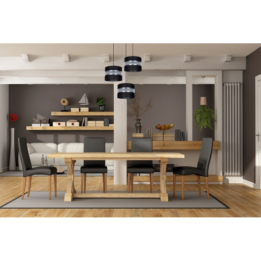 Hanglamp aan een koord CORAL 3xE27/60W/230V zwart/mat chroom diameter 45 cm