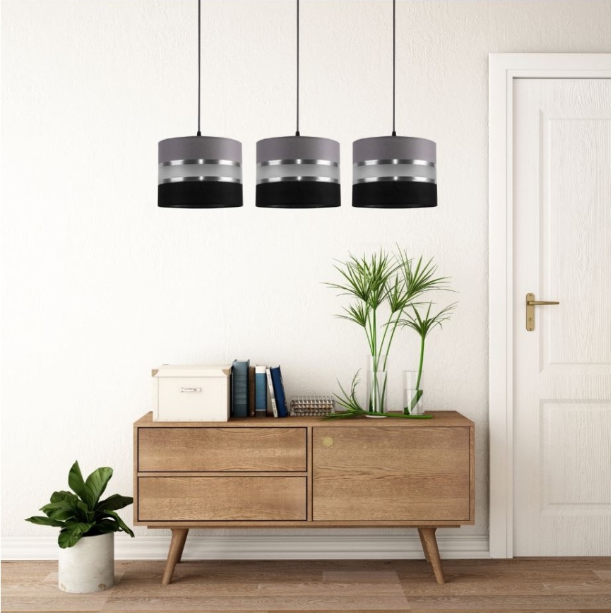 Hanglamp aan een koord CORAL 3xE27/60W/230V zwart en grijs