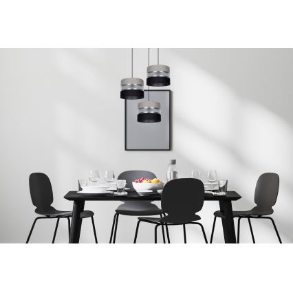 Hanglamp aan een koord CORAL 3xE27/60W/230V zwart/grijs/mat chroom diameter 45 cm