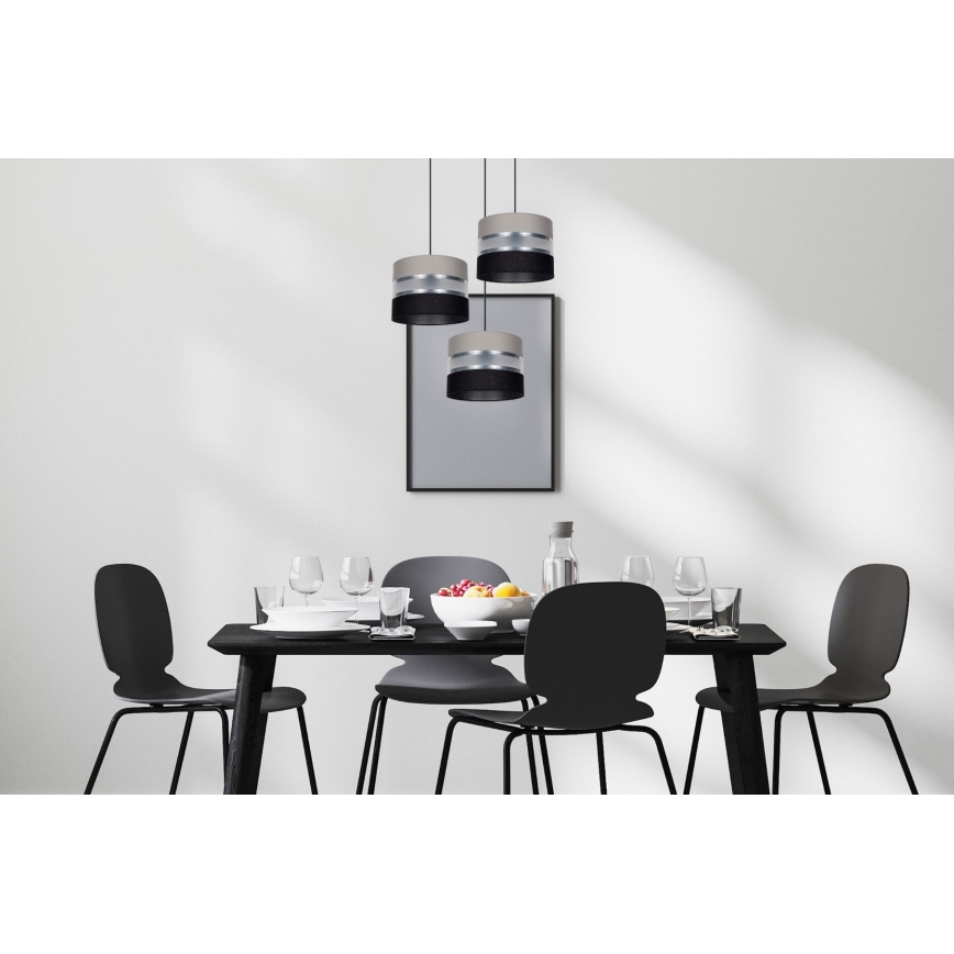 Hanglamp aan een koord CORAL 3xE27/60W/230V zwart/grijs/mat chroom diameter 45 cm