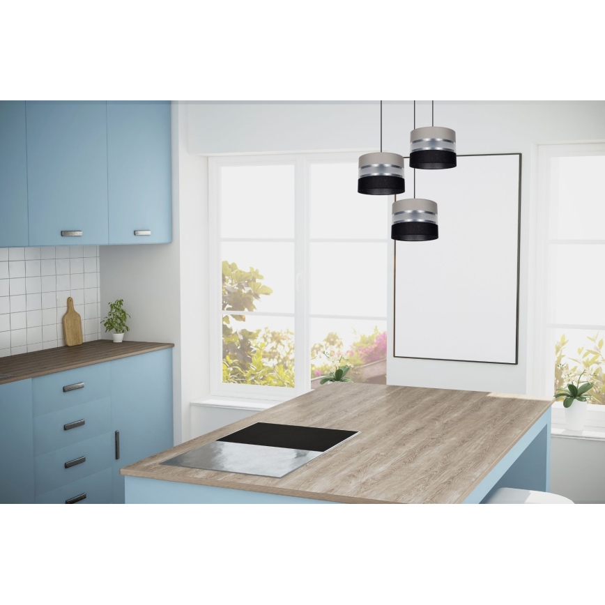 Hanglamp aan een koord CORAL 3xE27/60W/230V zwart/grijs/mat chroom diameter 45 cm