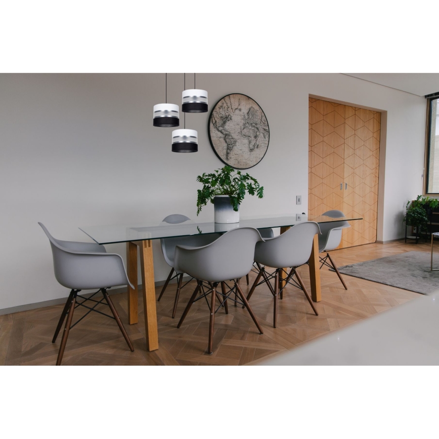 Hanglamp aan een koord CORAL 3xE27/60W/230V zwart/wit/mat chroom diameter 45 cm
