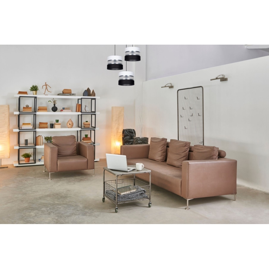 Hanglamp aan een koord CORAL 3xE27/60W/230V zwart/wit/mat chroom diameter 45 cm