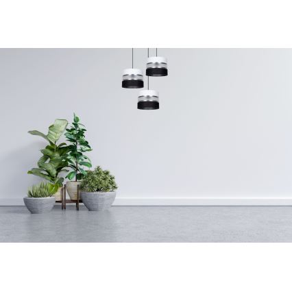 Hanglamp aan een koord CORAL 3xE27/60W/230V zwart/wit/mat chroom diameter 45 cm