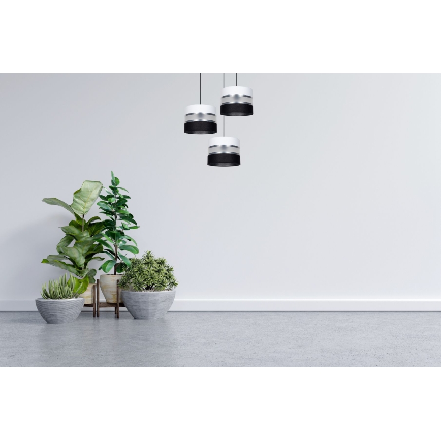 Hanglamp aan een koord CORAL 3xE27/60W/230V zwart/wit/mat chroom diameter 45 cm