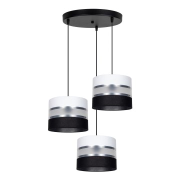 Hanglamp aan een koord CORAL 3xE27/60W/230V zwart/wit/mat chroom diameter 45 cm