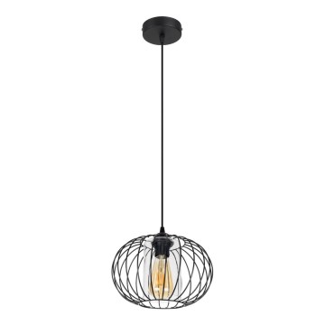 Hanglamp aan een koord CORRINI 1xE27/60W/230V diameter 25 cm zwart/doorzichtig