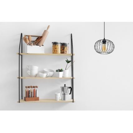 Hanglamp aan een koord CORRINI 1xE27/60W/230V diameter 25 cm zwart/doorzichtig