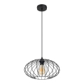 Hanglamp aan een koord CORRINI 1xE27/60W/230V diameter 34 cm zwart/doorzichtig