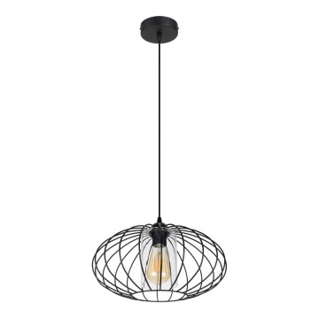 Hanglamp aan een koord CORRINI 1xE27/60W/230V diameter 34 cm zwart/doorzichtig