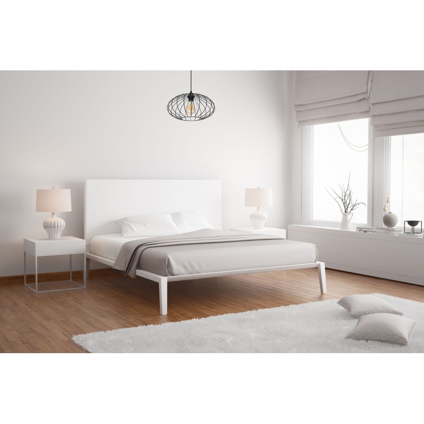 Hanglamp aan een koord CORRINI 1xE27/60W/230V diameter 34 cm zwart/doorzichtig