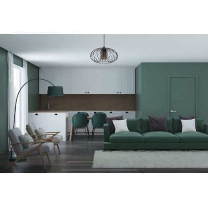 Hanglamp aan een koord CORRINI 1xE27/60W/230V diameter 34 cm zwart/grijs