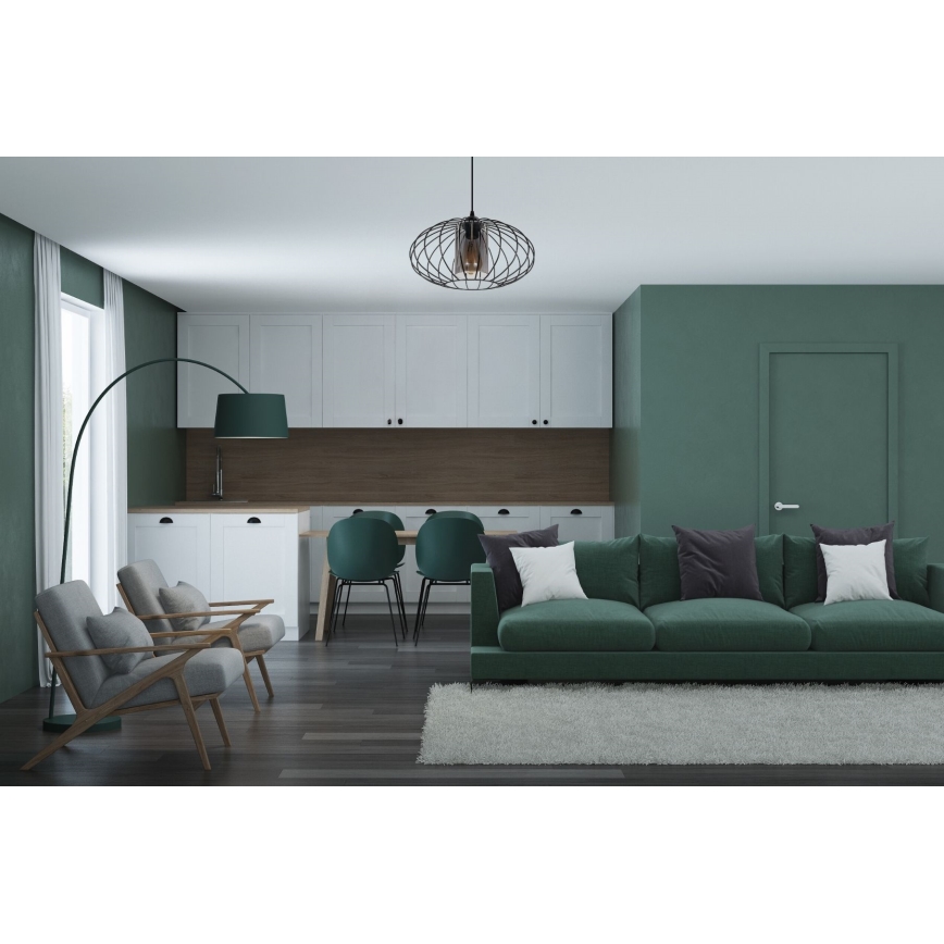 Hanglamp aan een koord CORRINI 1xE27/60W/230V diameter 34 cm zwart/grijs