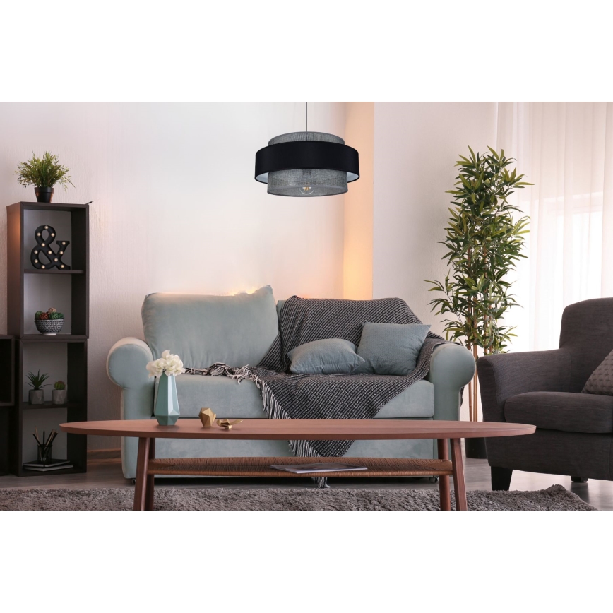 Hanglamp aan een koord CORSA 1xE27/60W/230V zwart/grijs