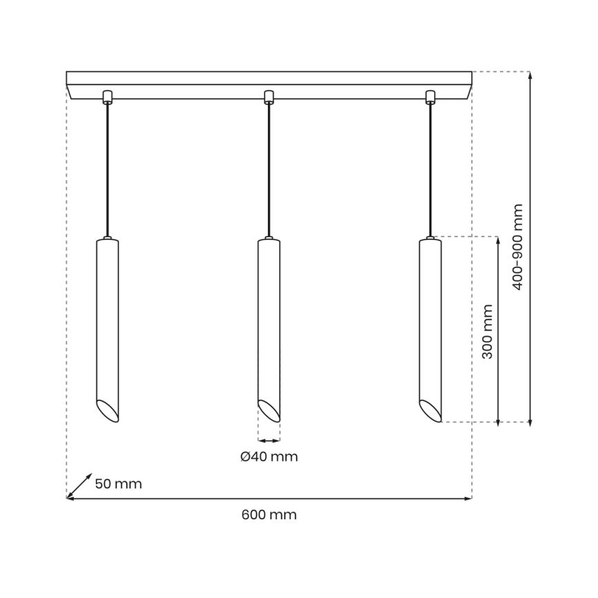 Hanglamp aan een koord CORTE 3xGU10/8W/230V zwart