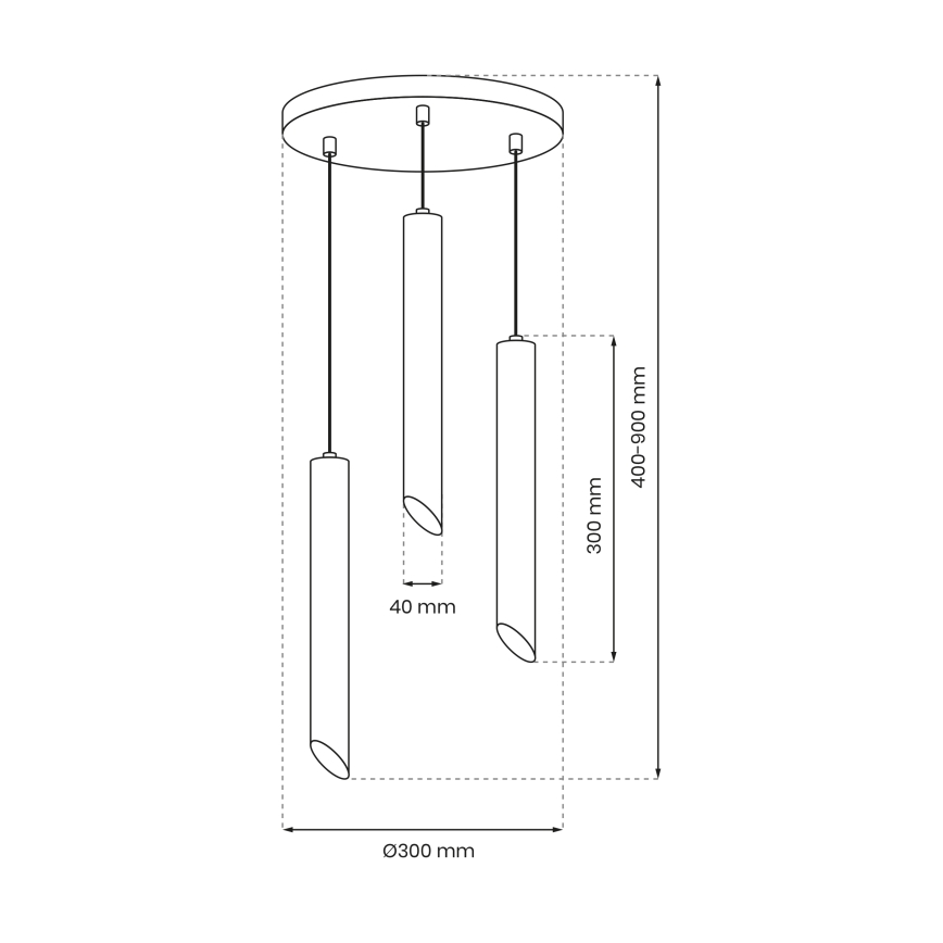 Hanglamp aan een koord CORTE 3xGU10/8W/230V zwart
