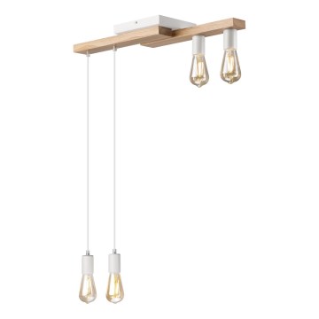 Hanglamp aan een koord CORTINA 4xE27/15W/230V wit/eiken