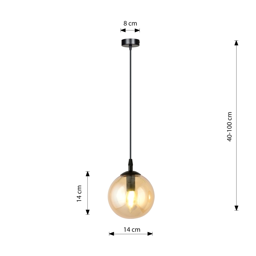 Hanglamp aan een koord COSMO 1xE14/10W/230V diameter 14 cm zwart/beige