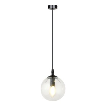 Hanglamp aan een koord COSMO 1xE14/10W/230V diameter 14 cm zwart/doorzichtig
