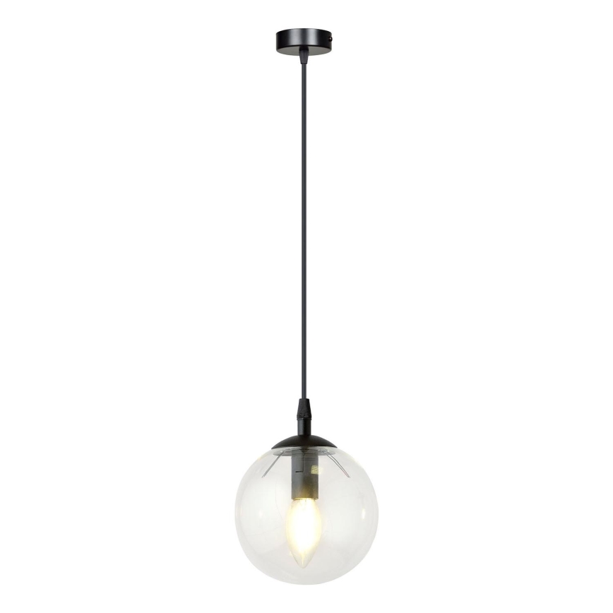 Hanglamp aan een koord COSMO 1xE14/10W/230V diameter 14 cm zwart/doorzichtig