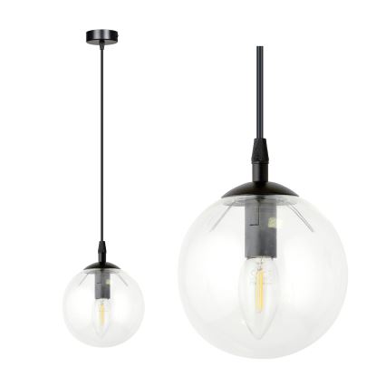 Hanglamp aan een koord COSMO 1xE14/10W/230V diameter 14 cm zwart/doorzichtig