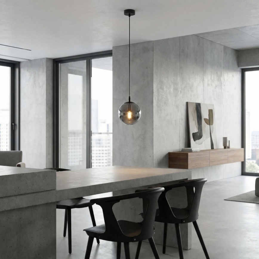Hanglamp aan een koord COSMO 1xE14/10W/230V diameter 14 cm zwart/grijs