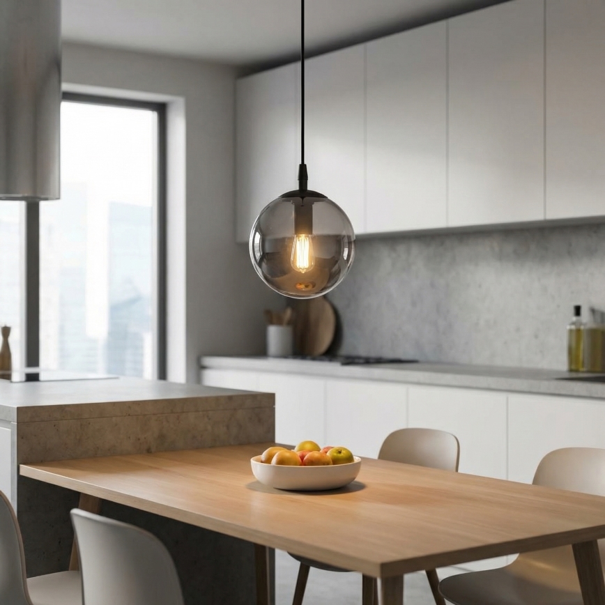 Hanglamp aan een koord COSMO 1xE14/10W/230V diameter 14 cm zwart/grijs