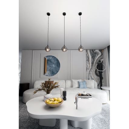 Hanglamp aan een koord COSMO 1xE14/10W/230V diameter 14 cm zwart/grijs