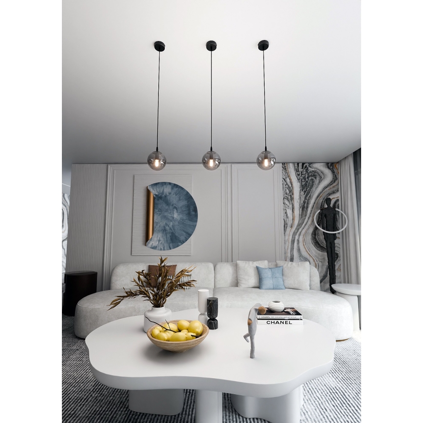 Hanglamp aan een koord COSMO 1xE14/10W/230V diameter 14 cm zwart/grijs