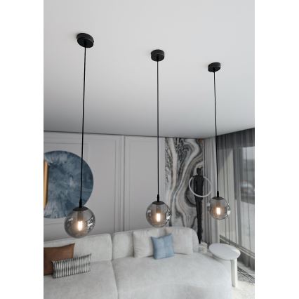 Hanglamp aan een koord COSMO 1xE14/10W/230V diameter 14 cm zwart/grijs