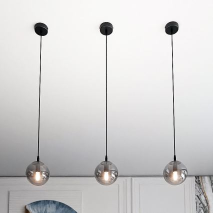 Hanglamp aan een koord COSMO 1xE14/10W/230V diameter 14 cm zwart/grijs