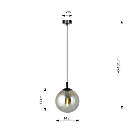 Hanglamp aan een koord COSMO 1xE14/10W/230V diameter 14 cm zwart/grijs