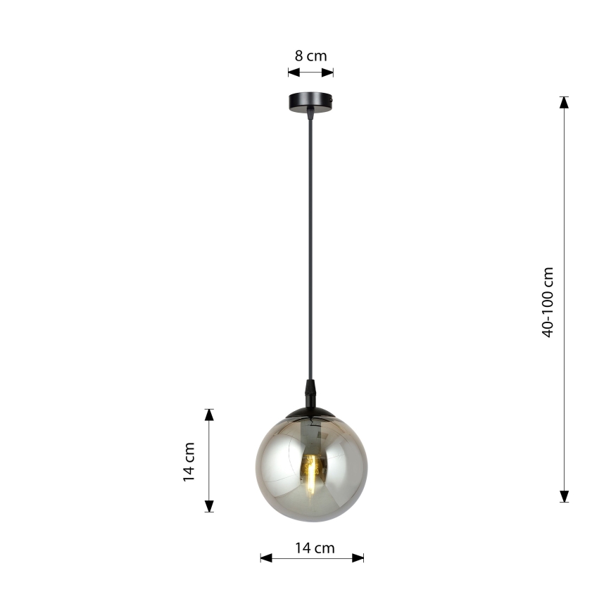 Hanglamp aan een koord COSMO 1xE14/10W/230V diameter 14 cm zwart/grijs