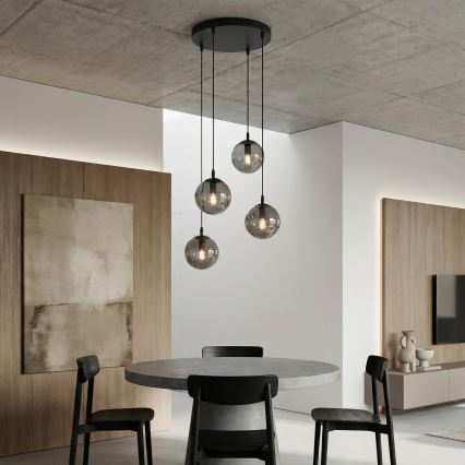 Hanglamp aan een koord COSMO 4xE14/10W/230V diameter 40 cm zwart/grijs