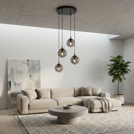 Hanglamp aan een koord COSMO 4xE14/10W/230V diameter 40 cm zwart/grijs