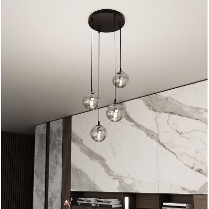 Hanglamp aan een koord COSMO 4xE14/10W/230V diameter 40 cm zwart/grijs