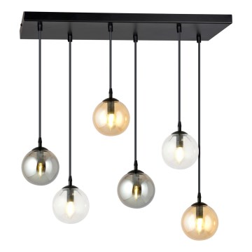 Hanglamp aan een koord COSMO 6xE14/10W/230V zwart/grijs/beige/doorzichtig