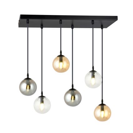 Hanglamp aan een koord COSMO 6xE14/10W/230V zwart/grijs/beige/doorzichtig