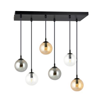 Hanglamp aan een koord COSMO 6xE14/10W/230V zwart/grijs/beige/doorzichtig