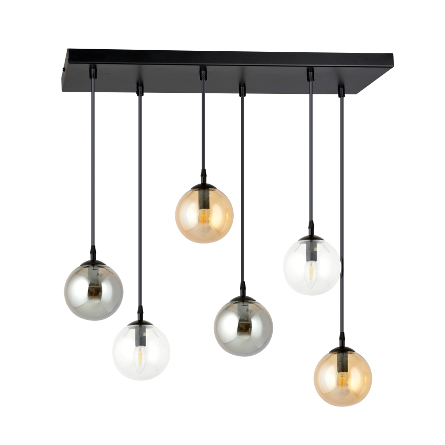 Hanglamp aan een koord COSMO 6xE14/10W/230V zwart/grijs/beige/doorzichtig