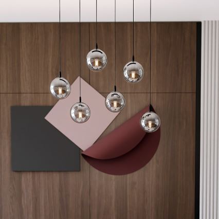 Hanglamp aan een koord COSMO 6xE14/10W/230V zwart/grijs