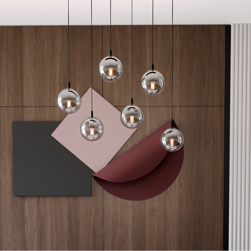 Hanglamp aan een koord COSMO 6xE14/10W/230V zwart/grijs