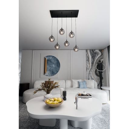 Hanglamp aan een koord COSMO 6xE14/10W/230V zwart/grijs
