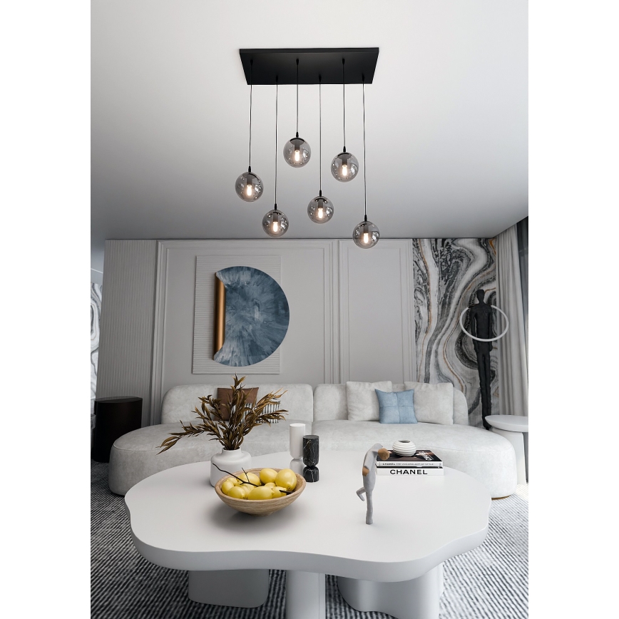 Hanglamp aan een koord COSMO 6xE14/10W/230V zwart/grijs