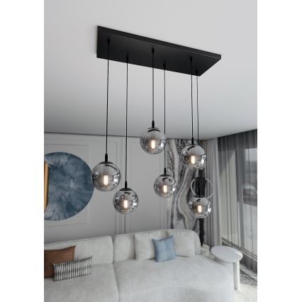 Hanglamp aan een koord COSMO 6xE14/10W/230V zwart/grijs