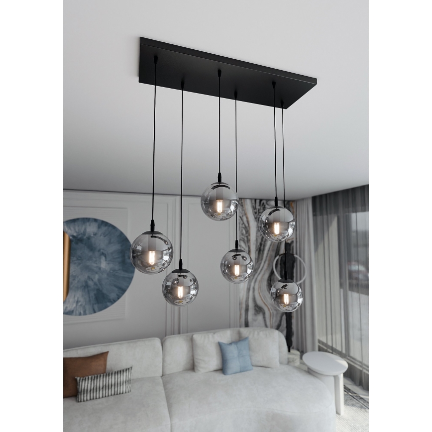 Hanglamp aan een koord COSMO 6xE14/10W/230V zwart/grijs