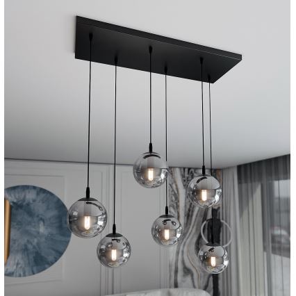 Hanglamp aan een koord COSMO 6xE14/10W/230V zwart/grijs