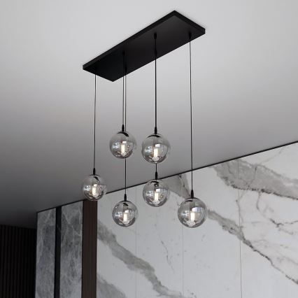 Hanglamp aan een koord COSMO 6xE14/10W/230V zwart/grijs