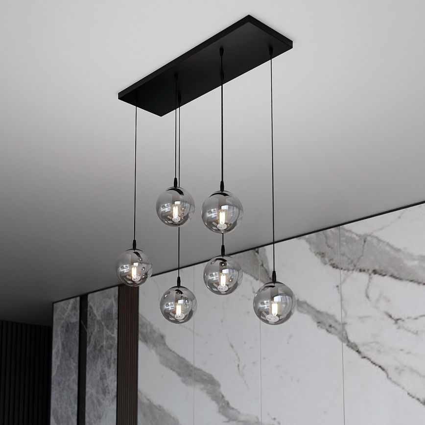 Hanglamp aan een koord COSMO 6xE14/10W/230V zwart/grijs